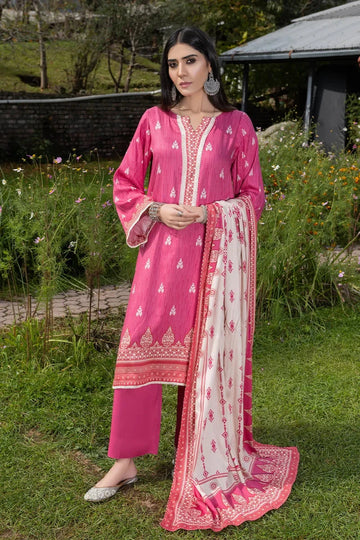 3PC Printed stitched Linen Suit KKT-3689 - Embroidered - KHAS STORES US -